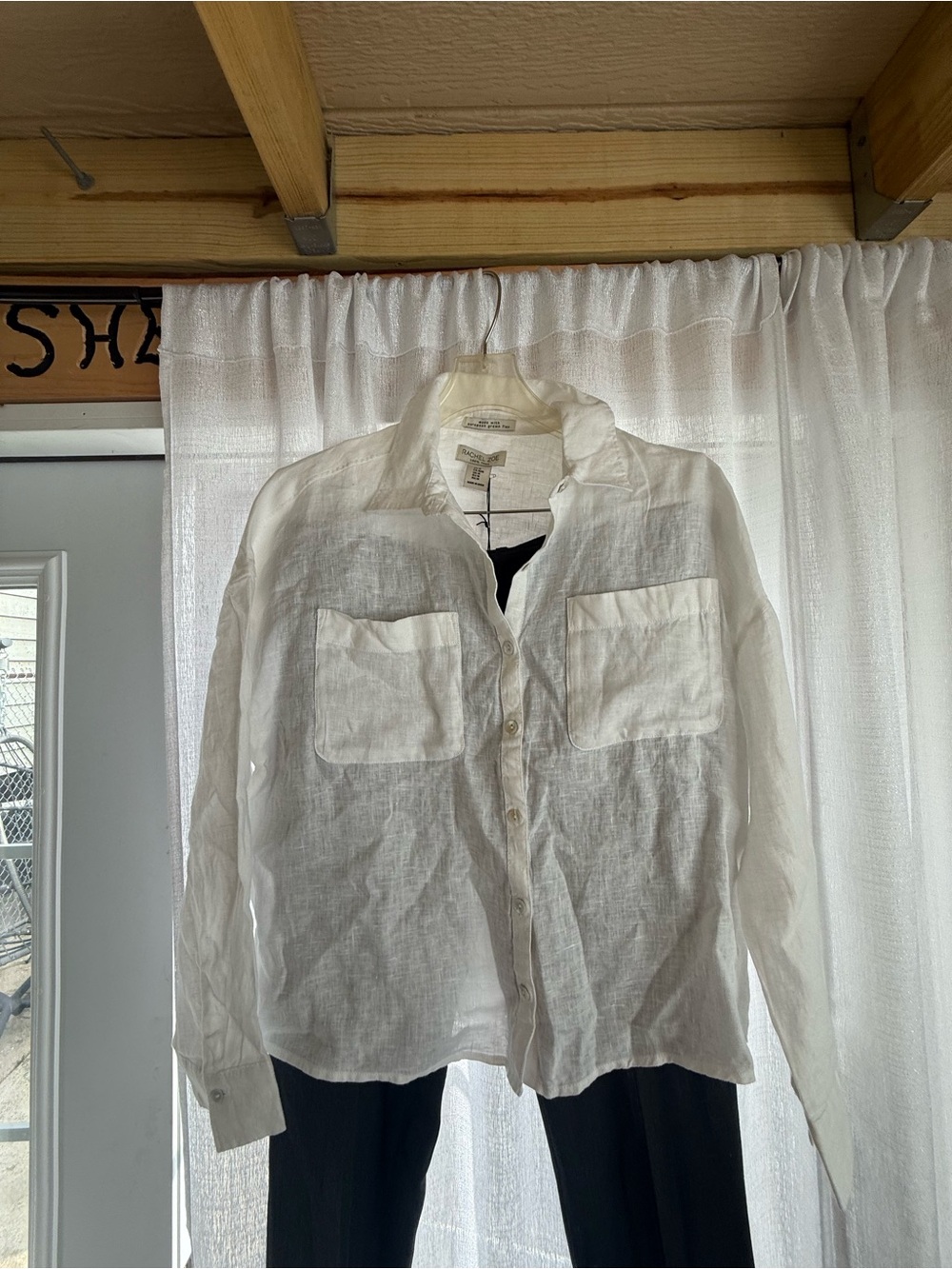 Rachel Zoe Sheer White Button-Down Shirt - Picture 5 of 7